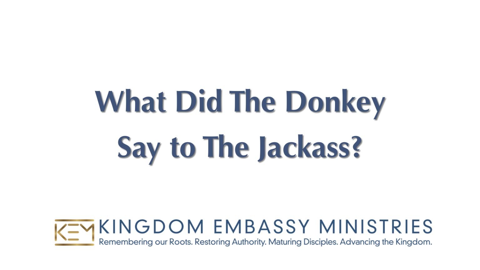 Donkey Sy 2022-07-15 | Numbers 22-25 | What Did The Donkey Say to The Jackass ...